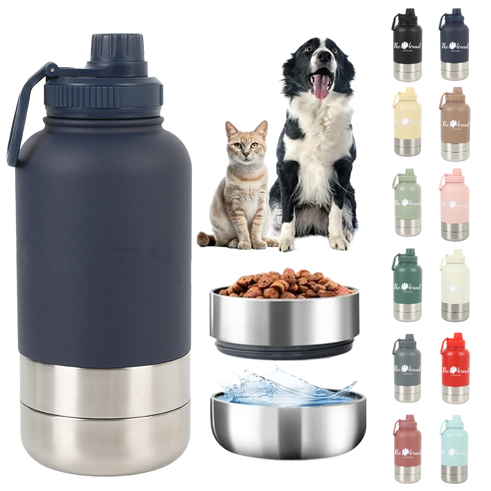 32oz Insulated Water Bottle with Dog Bowl