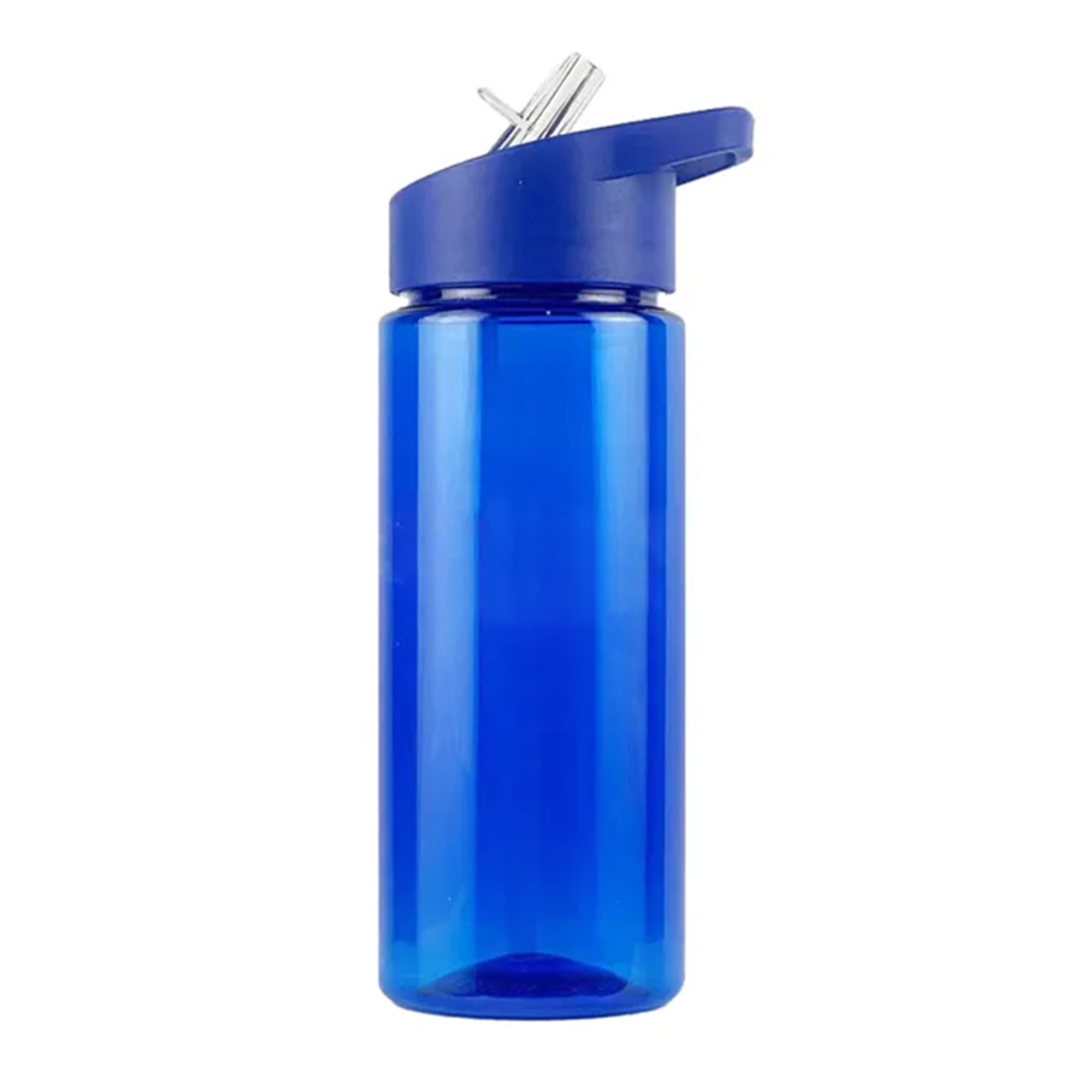 16oz PS Plastic Water Bottle - Leak-Proof with Flip-Up Straw & Carry Loop