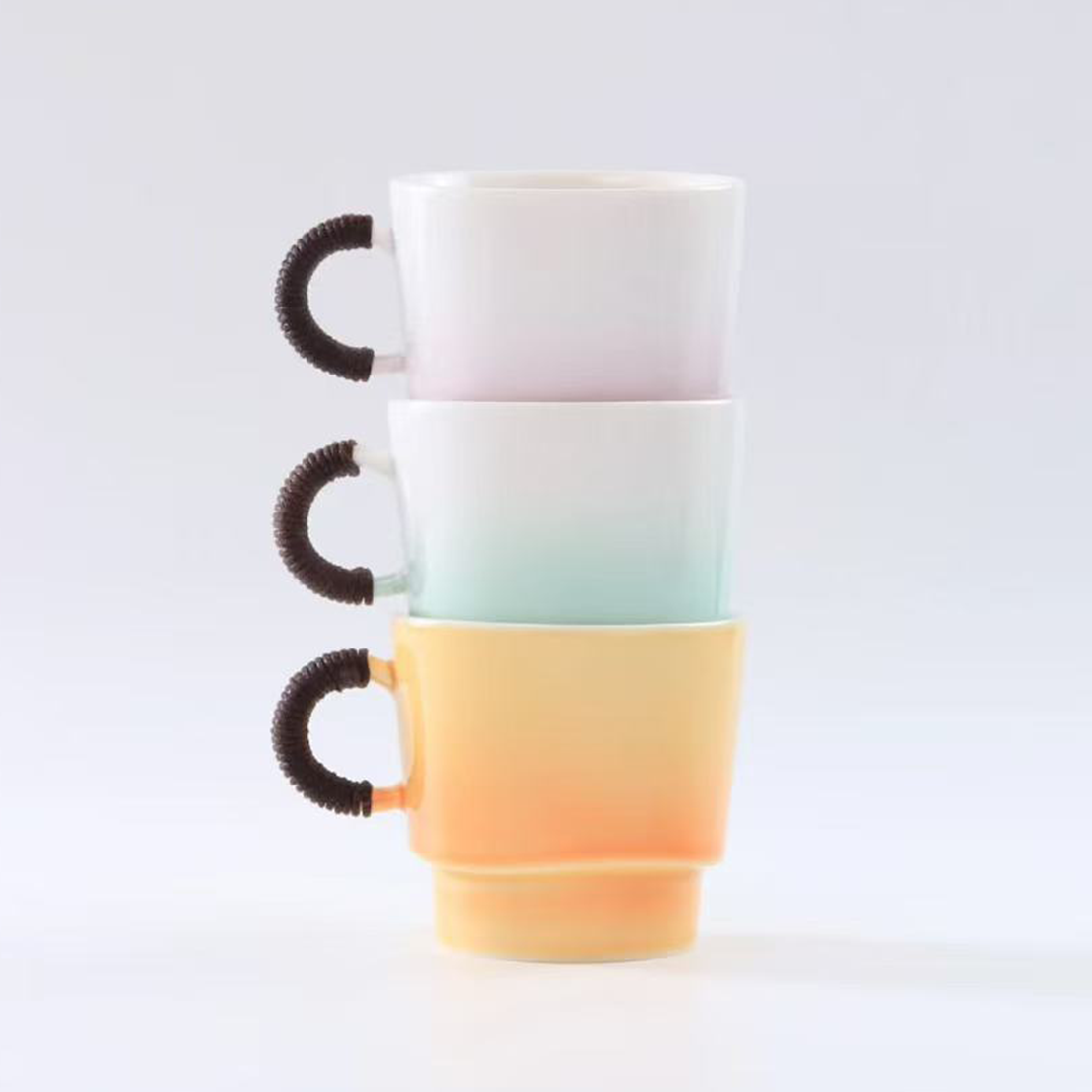 7.66oz Cafe Mug Set - Stackable, Dishwasher Safe with Modern Gradient Glaze (Ideal for Hotels)