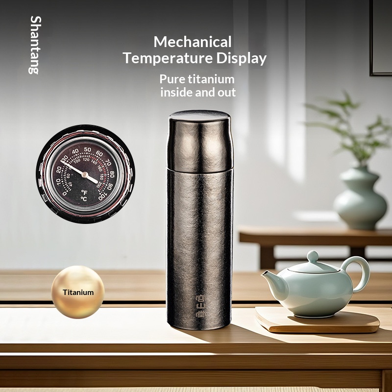 Rongshan Hall Pure Titanium Temperature-Sensing Brewing Cup | 480ml, Smart Infuser, Mechanical Gauge